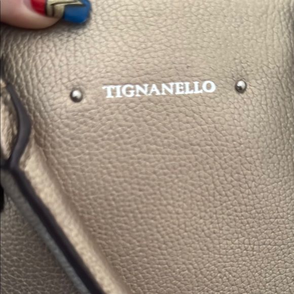 Tignanello Tan Satchel with Structured Design and Buckle Details - Picture 2 of 12